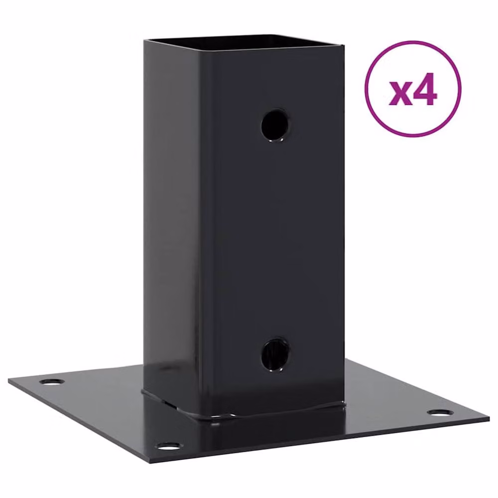 Berkfield Home Square Post Bases, 4 Pack, Anthracite Powder-coated Galvanised Steel, 61 x 61 mm – 2