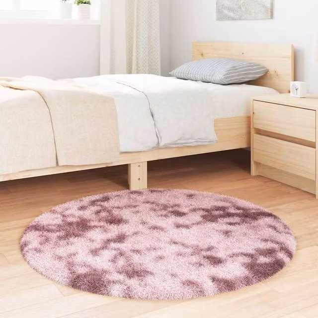 Berkfield Home NAVARRA Shaggy High Pile Round Rug, Dusty Pink, W: 100 cm