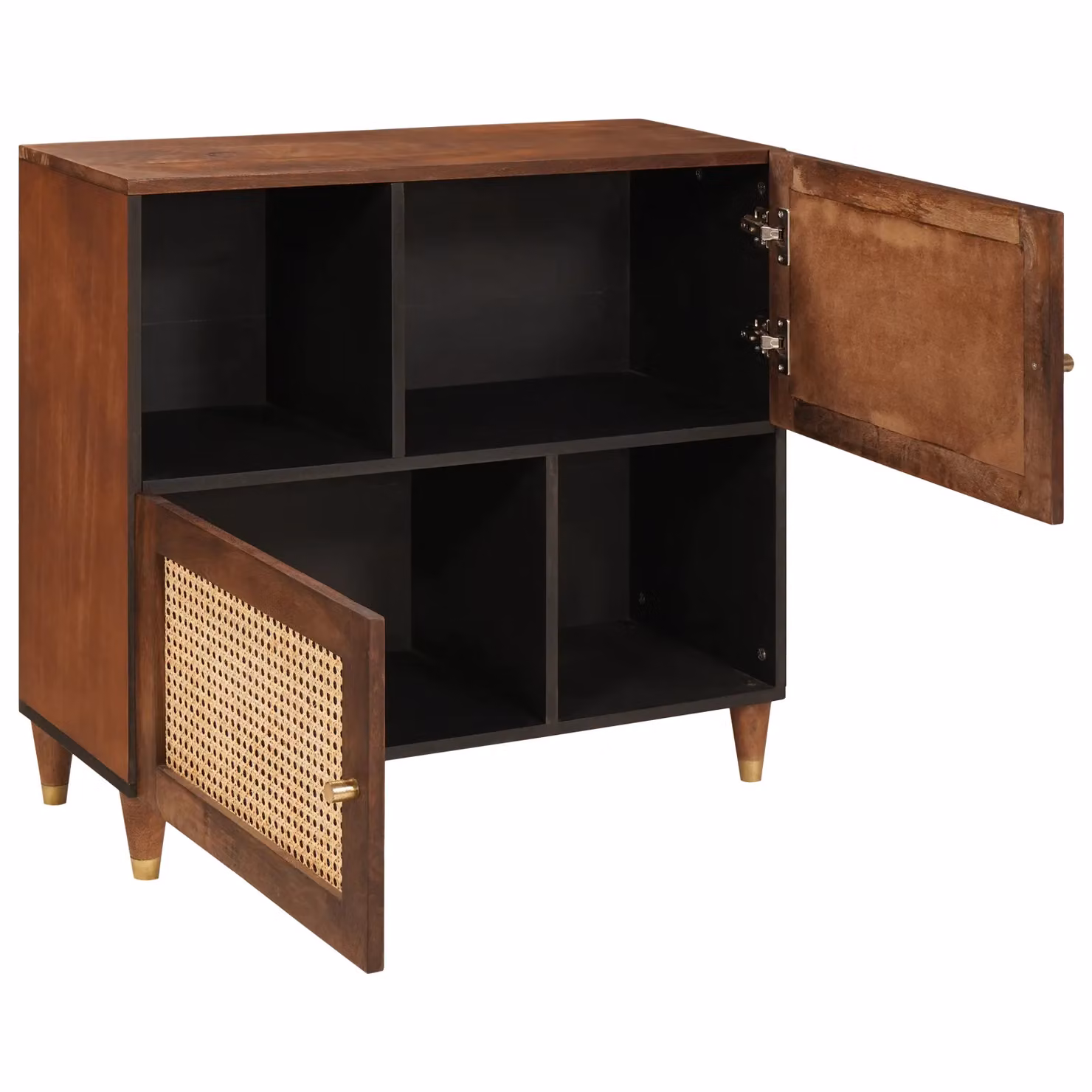 Berkfield Brown Mango Wood and Cane Media Storage Cabinet – 2