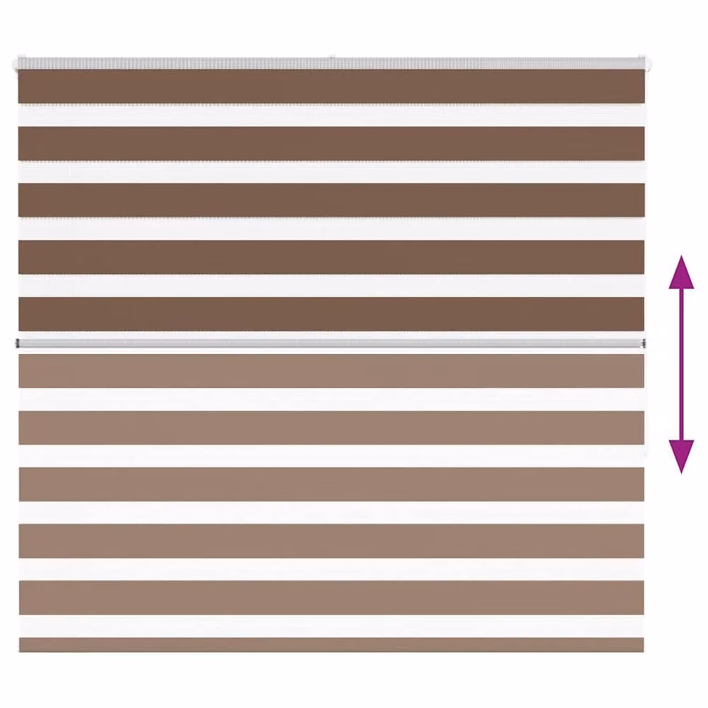 Berkfield Home Elegant Zebra Blind in Brown, Polyester Fabric, W: 150 cm, H: 155 cm – 5
