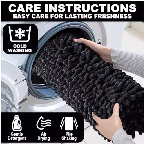 GAVENO CAVAILIA Black Chenille Microfibre Bath Mat, W/D: 50 x 80 cm – 11