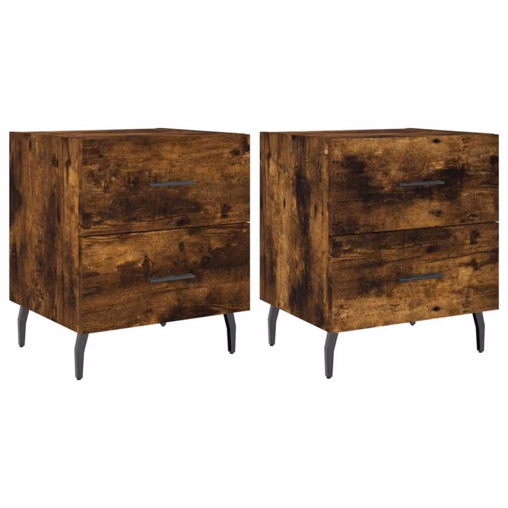 Berkfield Home Modern Bedside Cabinets, 2 Piece Set in Smoked Oak Brown, W/D/H: 40 x 35 x 47.5 cm – 2