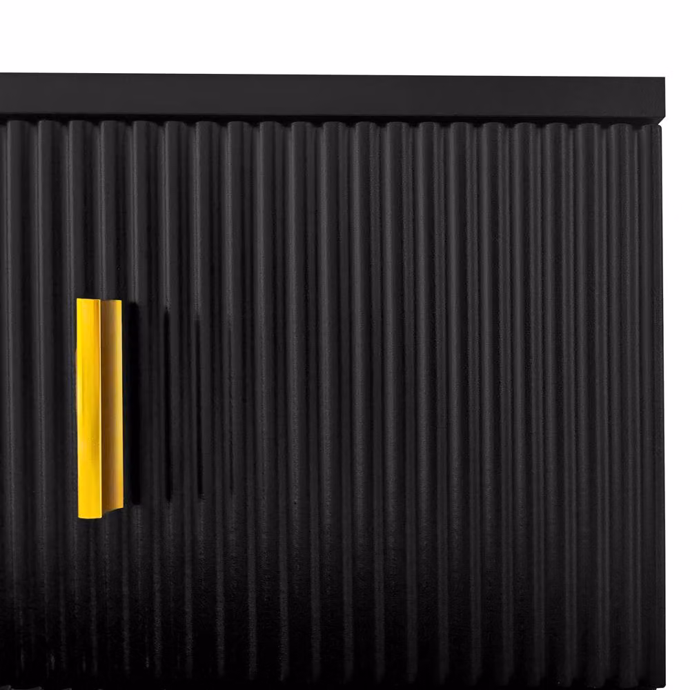 BTM Elegant Sideboard Shoe Cabinet with Adjustable Shelves, Black and White with Gold Accents, W/D/H: 101 x 35 x 83 cm – 5