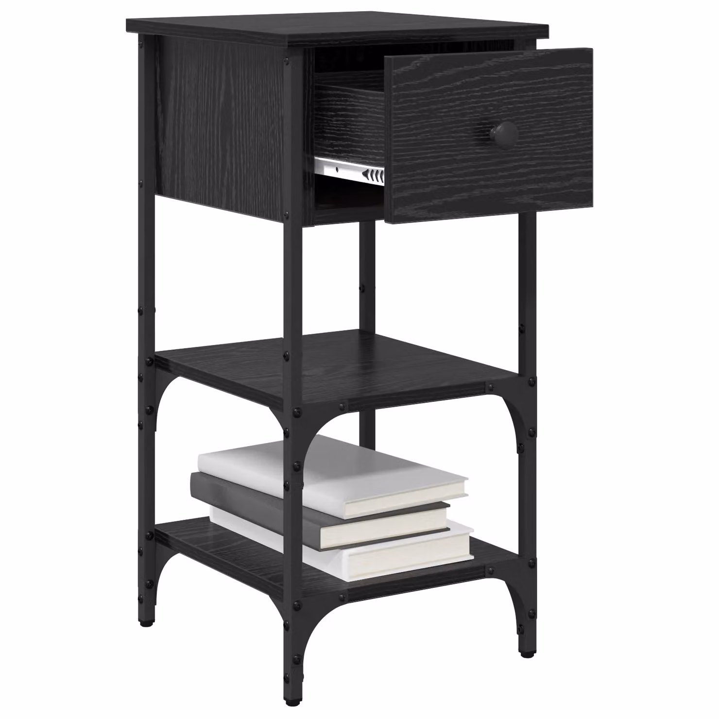 Berkfield Home Set of 2 Black Oak Bedside Cabinets in Brown, W/D/H: 34 x 36 x 70 cm – 3