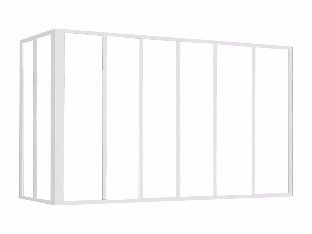 Vente-unique Corner Power-Coated Aluminium Glass Partition in White, L 180 x W 60 x H 130 cm – 2