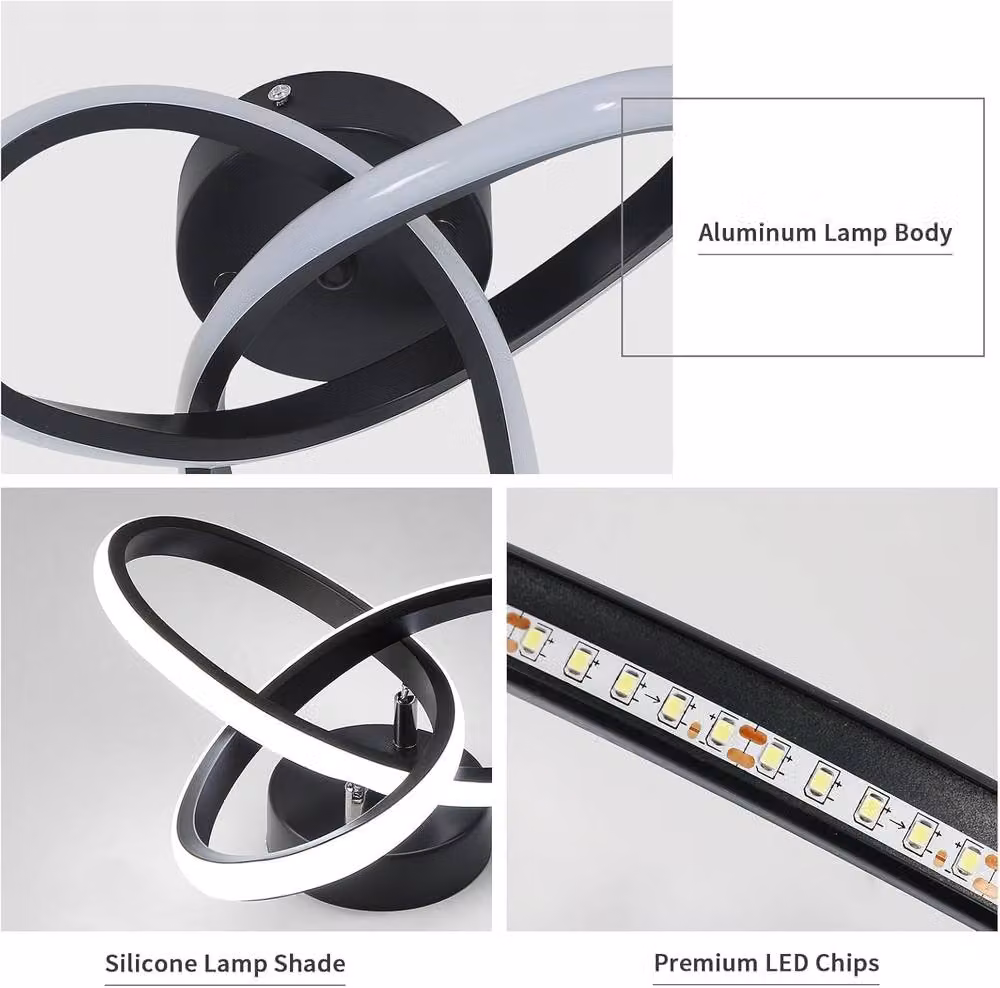 Goeco Modern Organic LED Ceiling Light in Black, 22W, 2500LM, 6500K, Diameter: 25 cm – 3