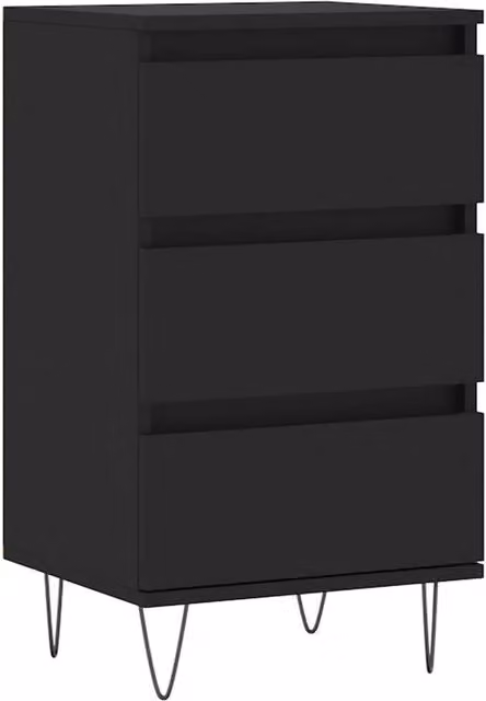 Berkfield Home Modern Black Matt Sideboard in MDF and Metal, W: 40 cm, D: 35 cm, H: 70 cm – 1
