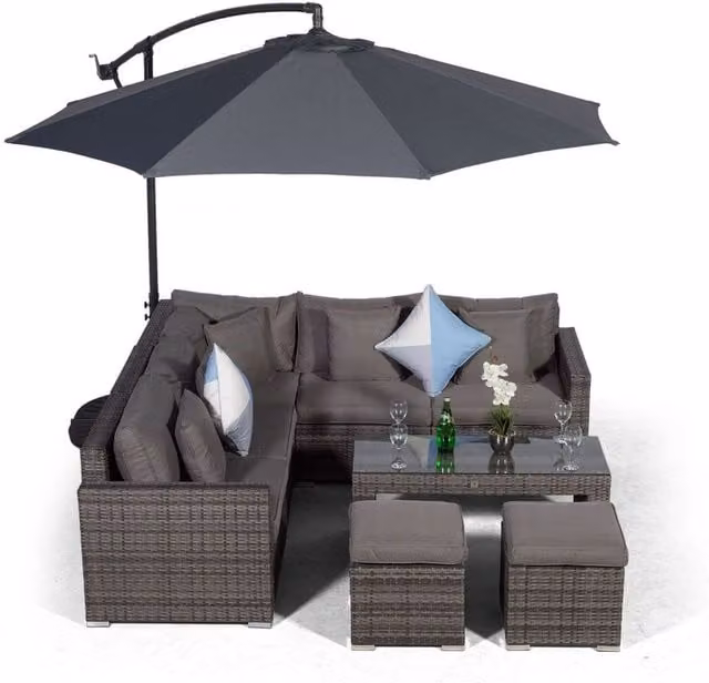 Giardino Havana Rattan 5 Seater Sofa Set with Coffee Table and 2 Stools in Grey