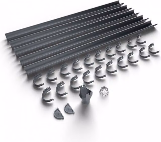 Galeco Half Round Galvanised Steel Gutter Kit in Graphite Grey, 120mm Diameter