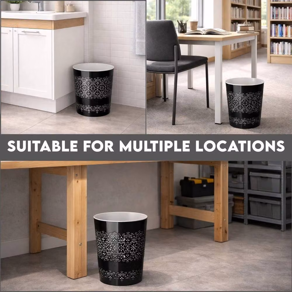 PAWNORA 9L Black Plastic Waste Bin for Office and Kitchen – 5