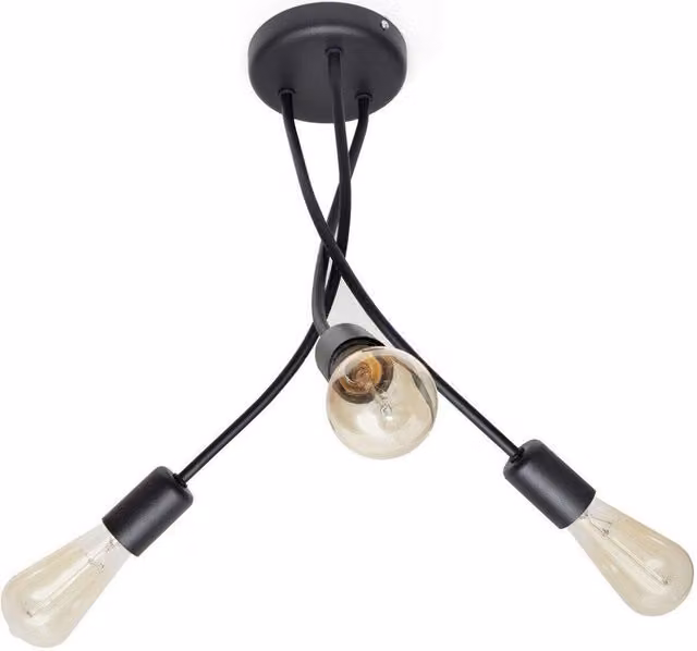 Netlighting Harvard Multi Arm Semi Flush Ceiling Light in Black, Diameter: 36 cm