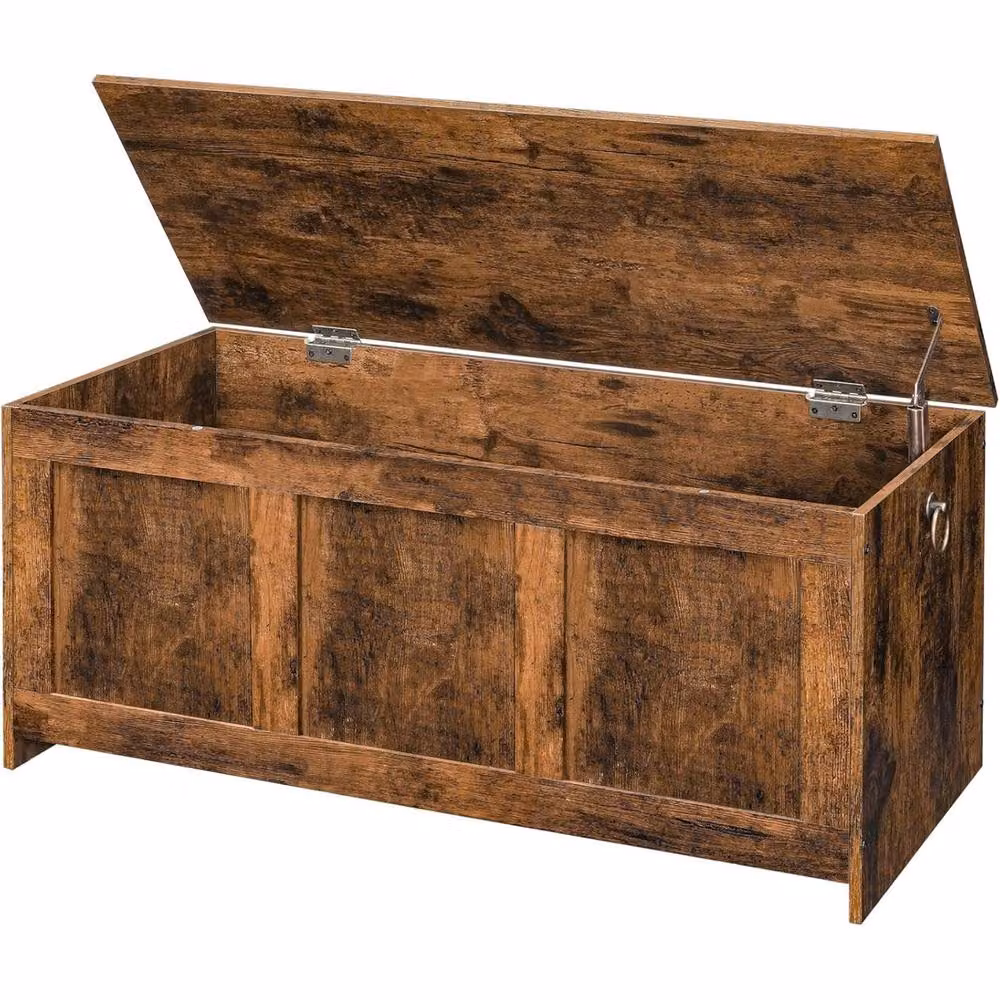 FURNOS Industrial Wooden Storage Box Chest in Rustic Brown, W/D/H: 40 x 41 x 40 cm – 4