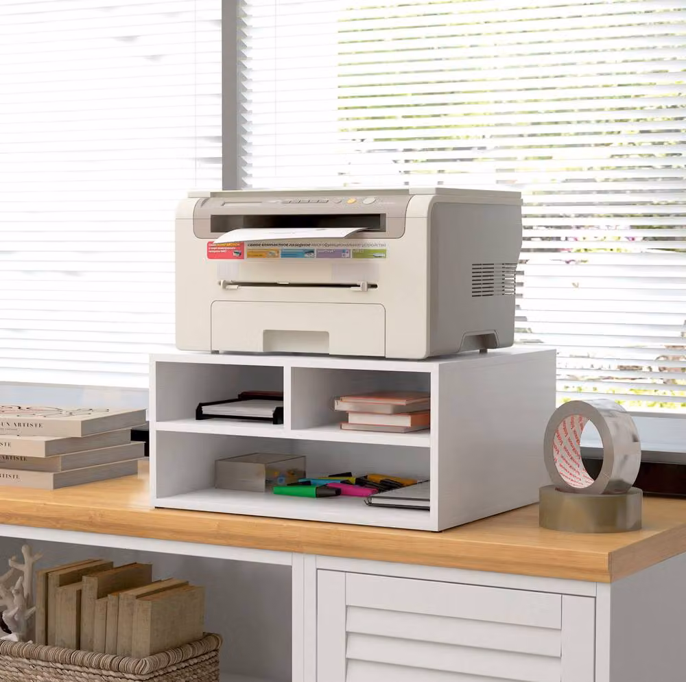STILVORA Three-Compartment Printer Storage Cabinet in Matt White – 2