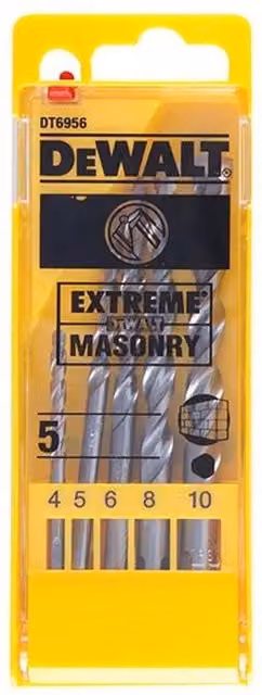 DeWalt 5 Piece Carbide Tipped Masonry Drill Bit Set in Silver and Multicolour