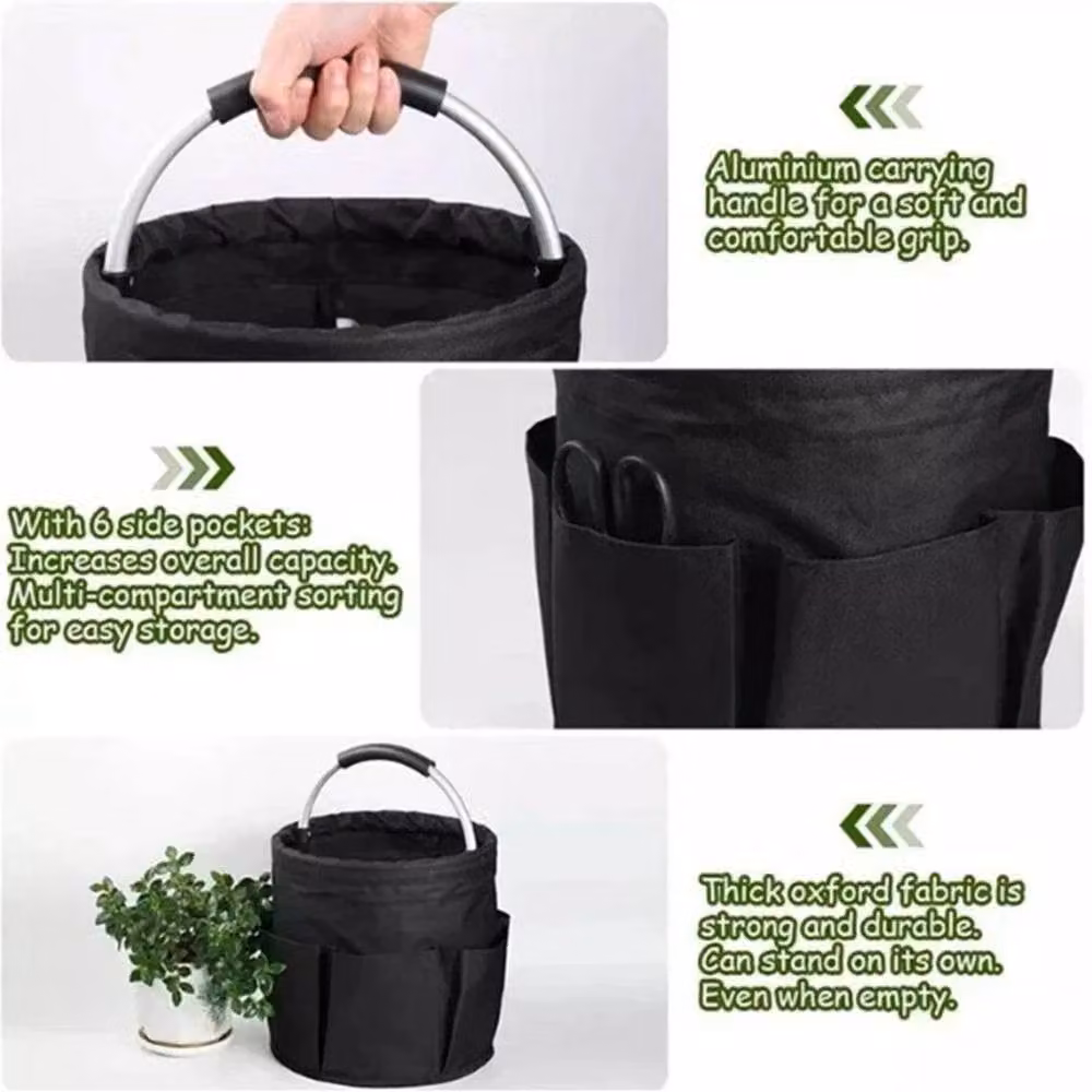 NESTLUNE Cleaning Caddy with Handles, Black Fabric Garden Tools Bag and Cleaning Basket, W: 52 cm, D: 52 cm, H: 52 cm – 6