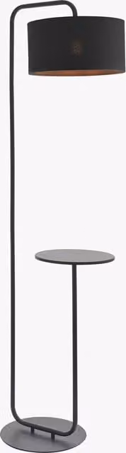 Perch & Parrow Harlee Black Standing Floor Lamp with Table and Fabric Cylinder Shade