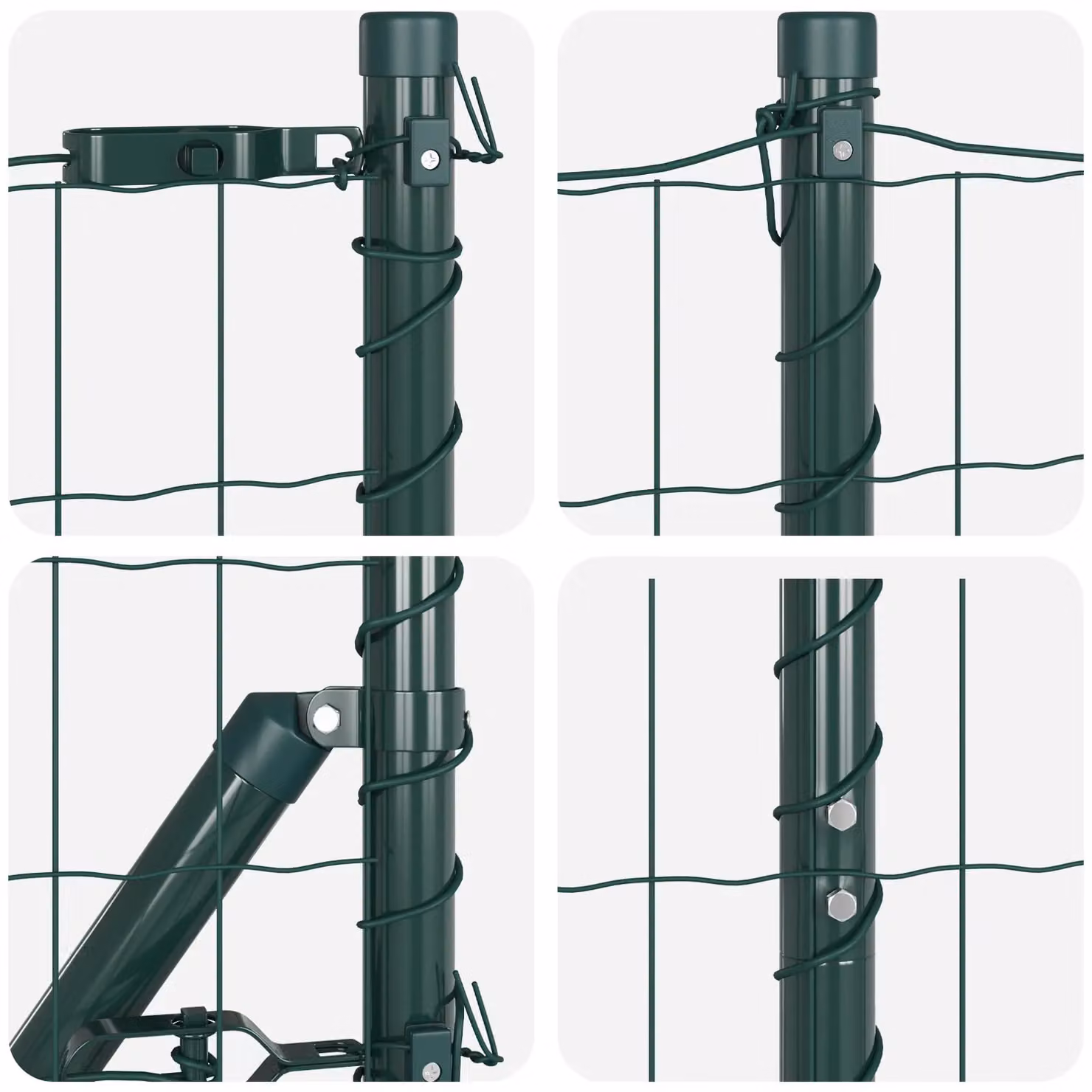 Berkfield Home Euro Fence with 7 Posts, Galvanised Steel, Green and Silver, 1.6 x 10 m – 5