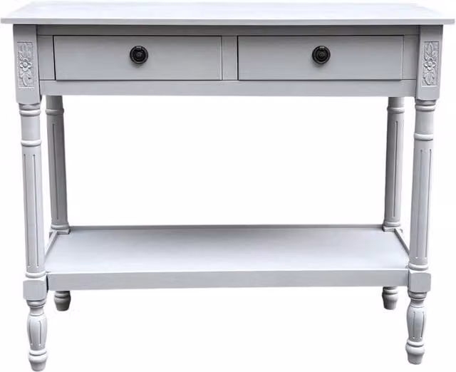 Minster 2 Drawer Side Table, Grey, W: 78 cm, D: 35 cm, H: 90 cm – 1