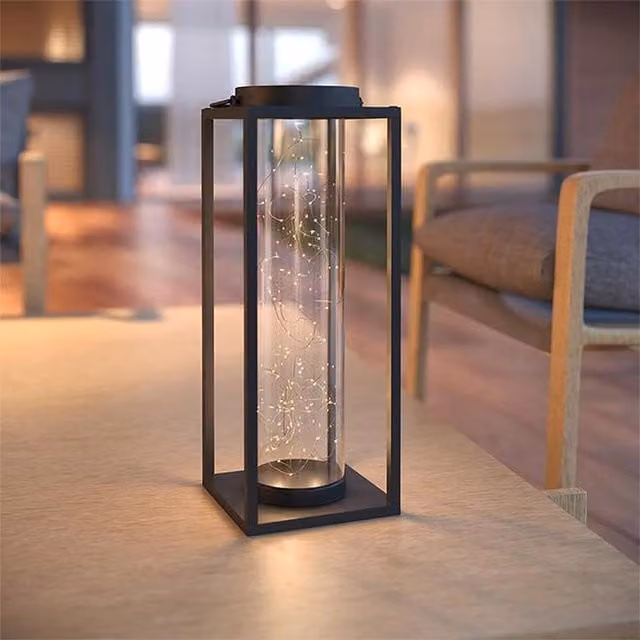SolarCentre Manhattan Solar Lantern in Black with Warm White Light