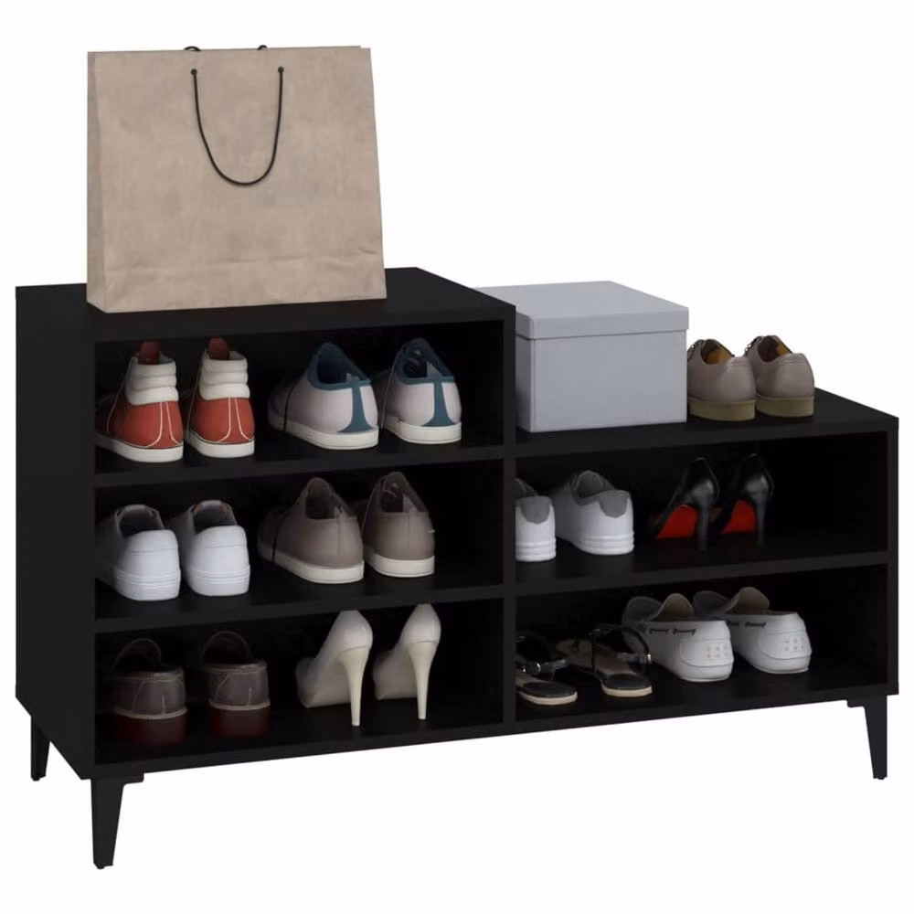 Berkfield Home Modern Black Shoe Cabinet W/D/H: 102 x 36 x 60 cm – 5
