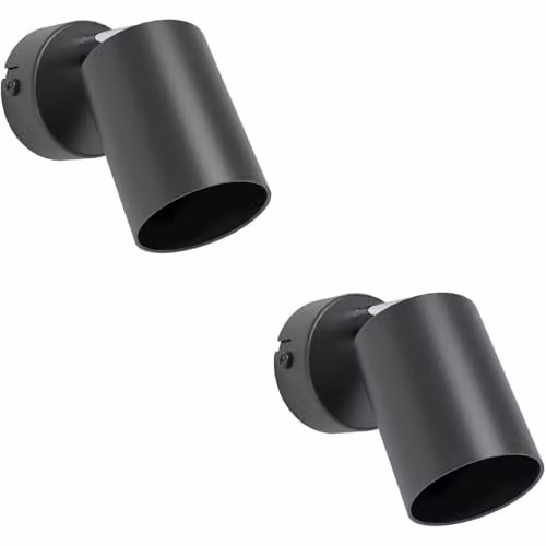 Loops Black Modern Cylinder Ceiling Spotlight Pack of 2, Dimmable GU10 LED Metal Fixture