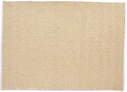Rugs Direct Woven Hug Rug Herringbone Gold Door Mat Runner, W: 120 cm, D: 70 cm