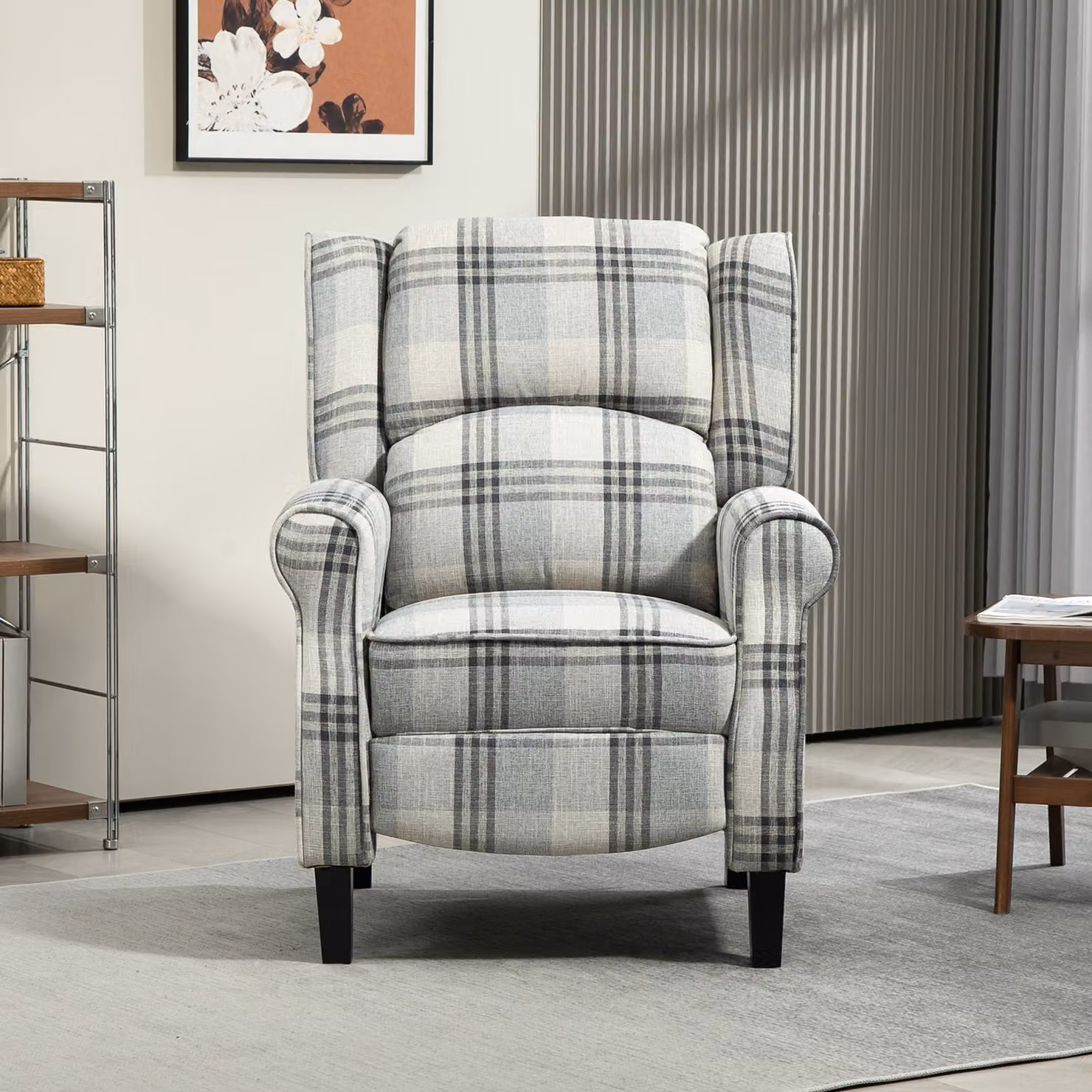 HOMCOM 160 Degree Reclining Armchair with Integrated Footrest in Grey – 6