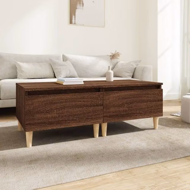 Berkfield Home Set of 2 Brown Oak Side Tables, W/D/H: 50 x 46 x 35 cm