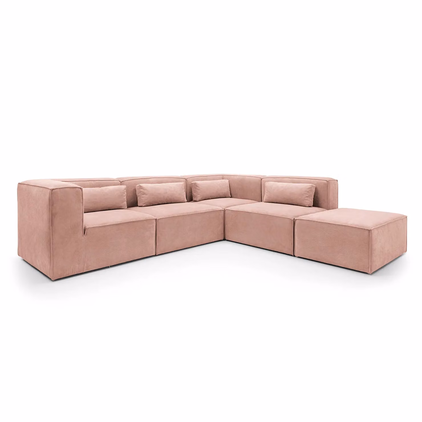 Abakus Direct Doris Reversible L-Shaped Corner Sofa in Pink Cord Fabric, W: 282 cm, D: 257 cm, H: 73 cm – 2
