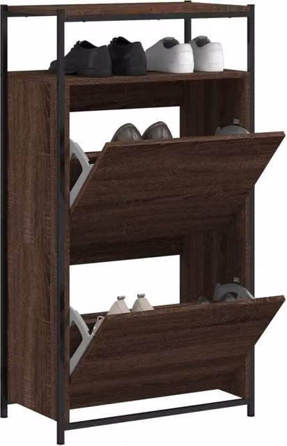Berkfield Home Brown Oak Shoe Cabinet W/D/H: 60 x 34 x 112 cm
