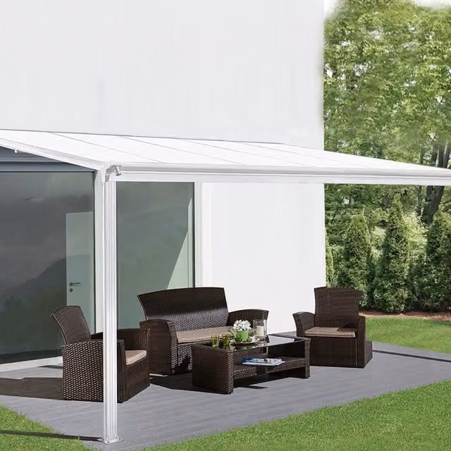 Primrose Large Garden Veranda and Canopy with White Polycarbonate Roof, W/D/H: 434 x 300 x 258 cm