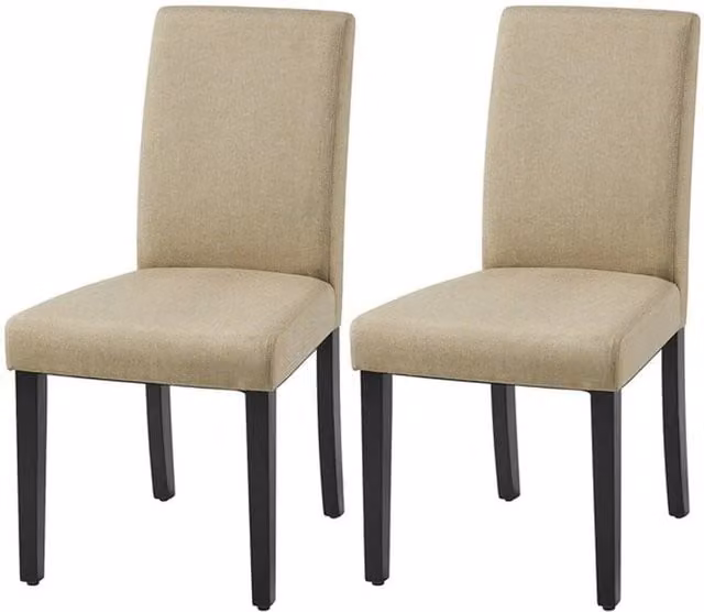 EONLION Modern Beige Fabric Upholstered Dining and Bedroom Chairs with Wood Frame