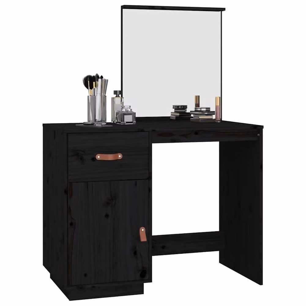 Berkfield Home Black Rustic Solid Wood Pine Dressing Table W/D/H: 95 x 50 x 134 cm – 3