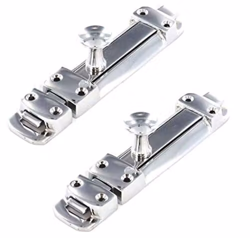 Golden Grace Silver Door Add Lock with Screws, Pack of 2