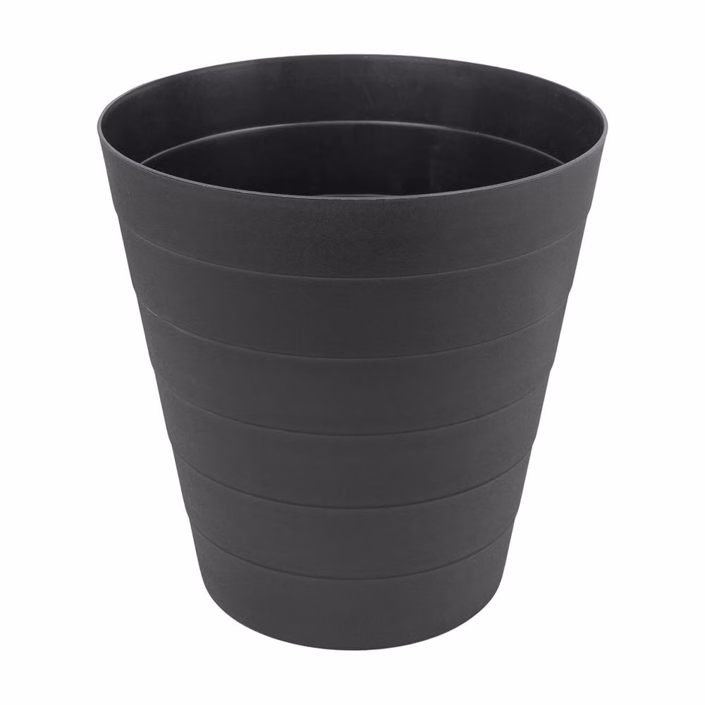 JVL Set of 2 Round Plastic Waste Bins, 6.6L, Black – 2