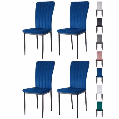 mcc direct Elle Set of 4 Velvet High Back Dining Chairs in Light Blue with Metal Legs