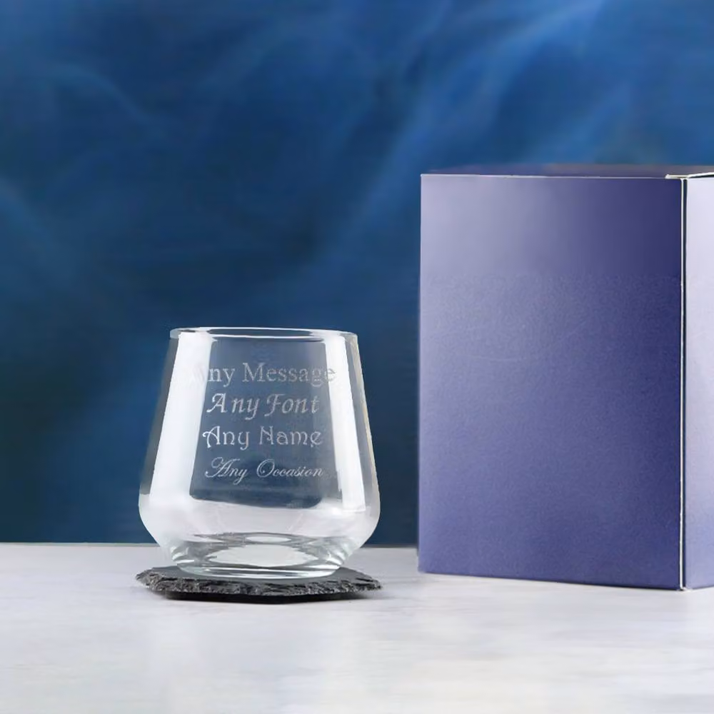 Uniqueful Allegra Personalised Whisky Glass 340ml Transparent Tumbler – 2