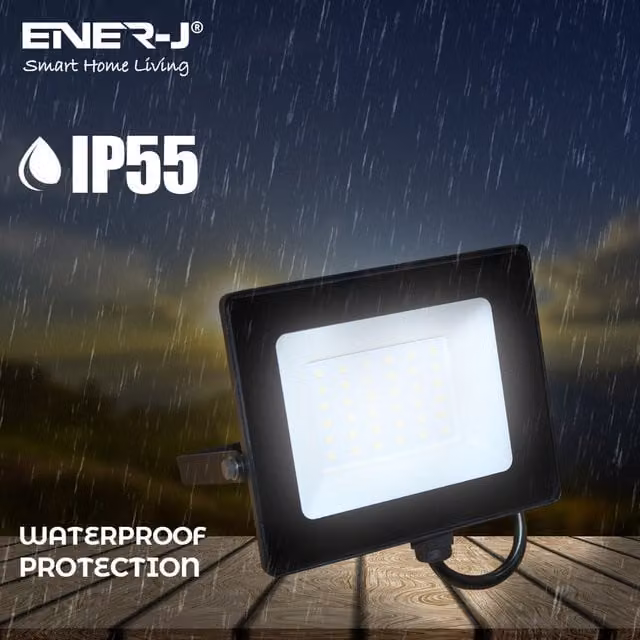 EnerJ Smart 30W White LED Floodlight with ECO Series 500W Non-Dimmable RF Receiver