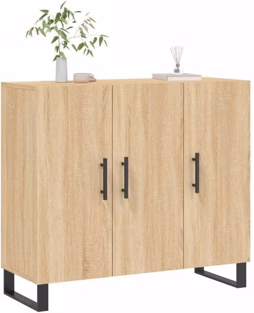 Berkfield Home Sonoma Oak Sideboard in Brown, W/D/H: 90 x 34 x 80 cm – 1