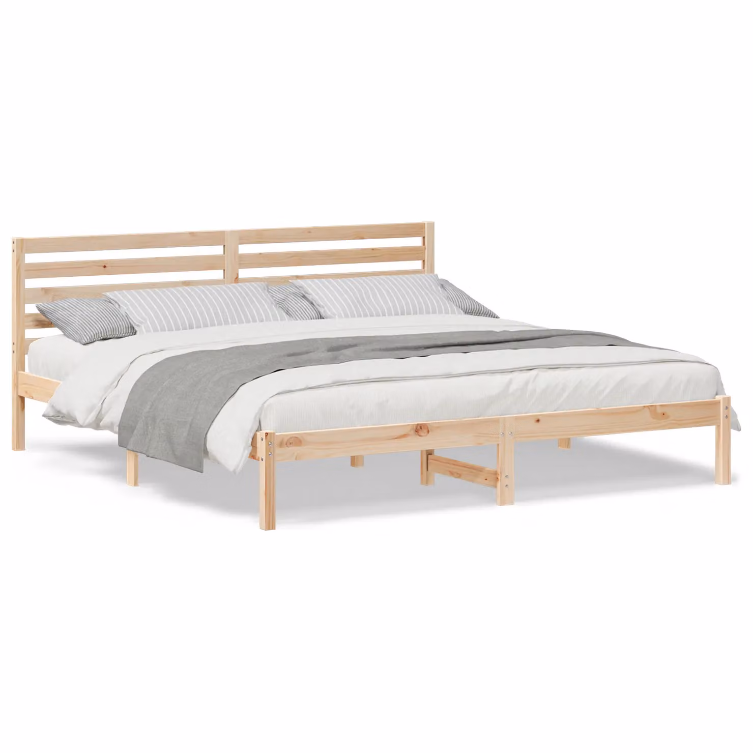Berkfield Home Solid Pine Wood Bed with Headboard, Brown, W/D/H: 180 x 200 x 80.5 cm – 2