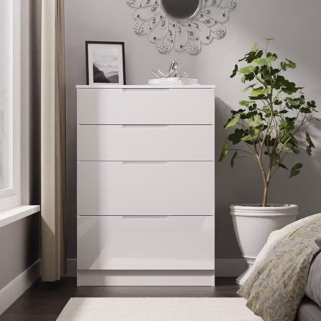 2 U Lucca Ready Assembled 4 Drawer Deep Chest in White – 1