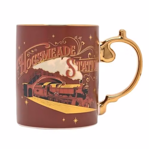 Widdop and Co Harry Potter Hogsmeade Station Collectable Ceramic Mug, Red with Gold Handle, 325ml