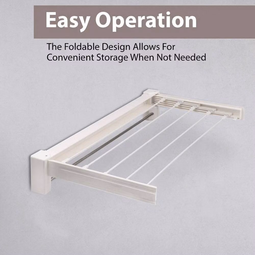 PAWNORA White Wall Mounted Retractable Extendable Fold Clothes Dryer – 3