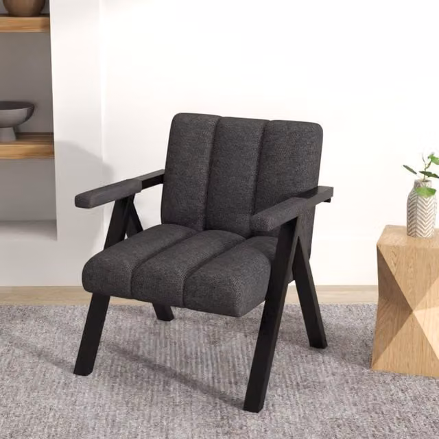 Costway Grey Fabric Oversized Accent Chair with Metal Frame and Armrests