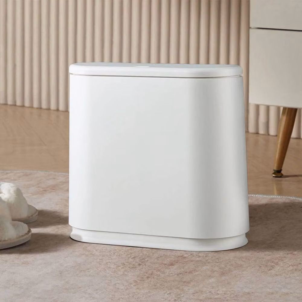 KORVIXA White Plastic Bathroom Waste Bin with Flip Lid, Height: 100 cm – 3