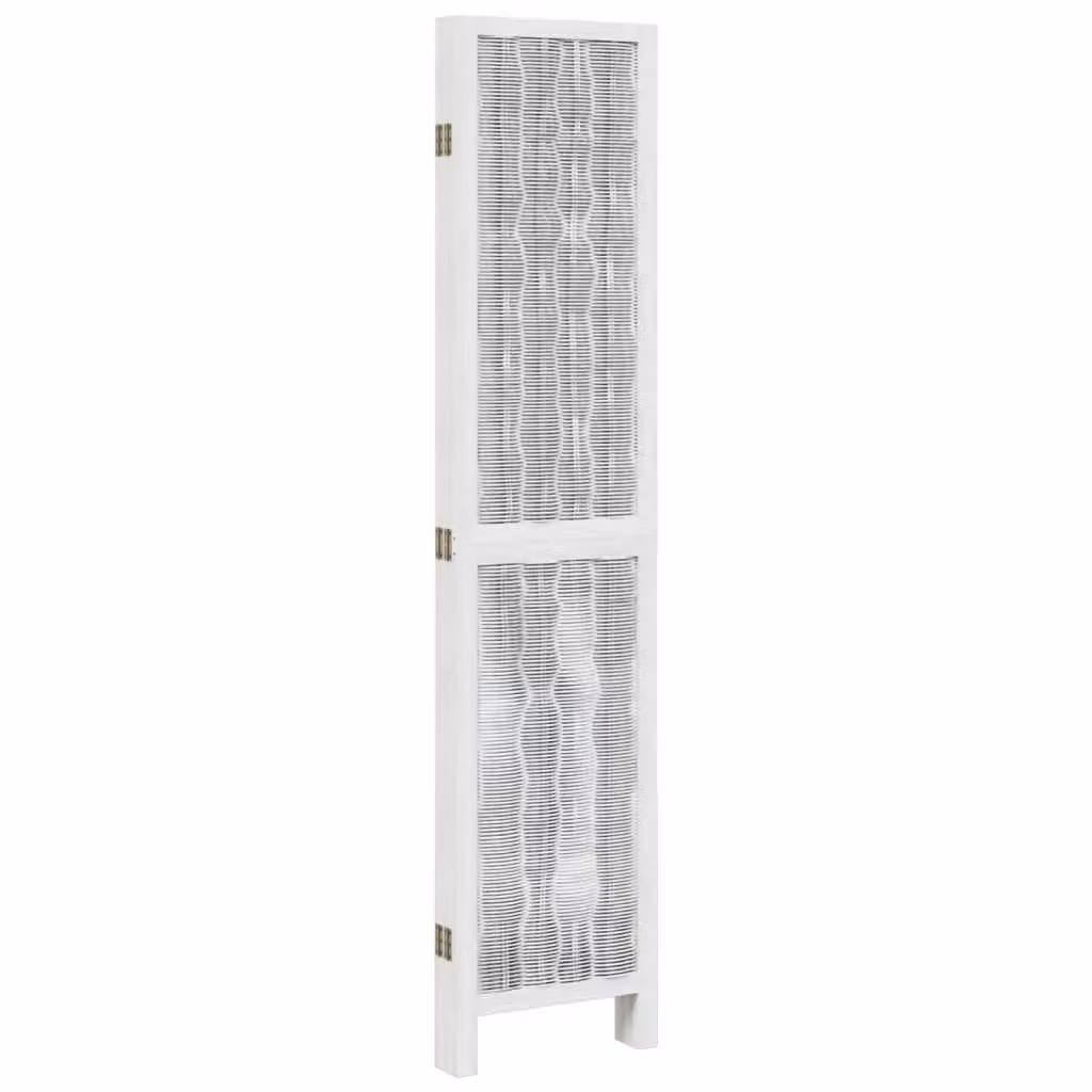 Berkfield Home 5 Panel Room Divider in White Solid Paulownia Wood – 2