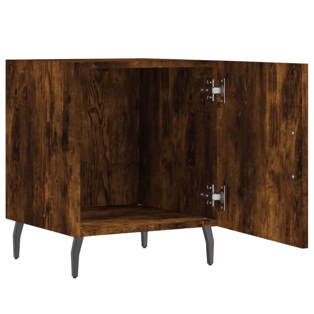 Berkfield Home Set of 2 Smoked Oak Bedside Cabinets in Brown, W/D/H: 40 x 40 x 50 cm – 4
