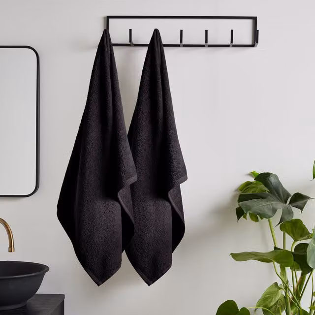 Catherine Lansfield Quick Dry Cotton Bath Sheet Pair, Black