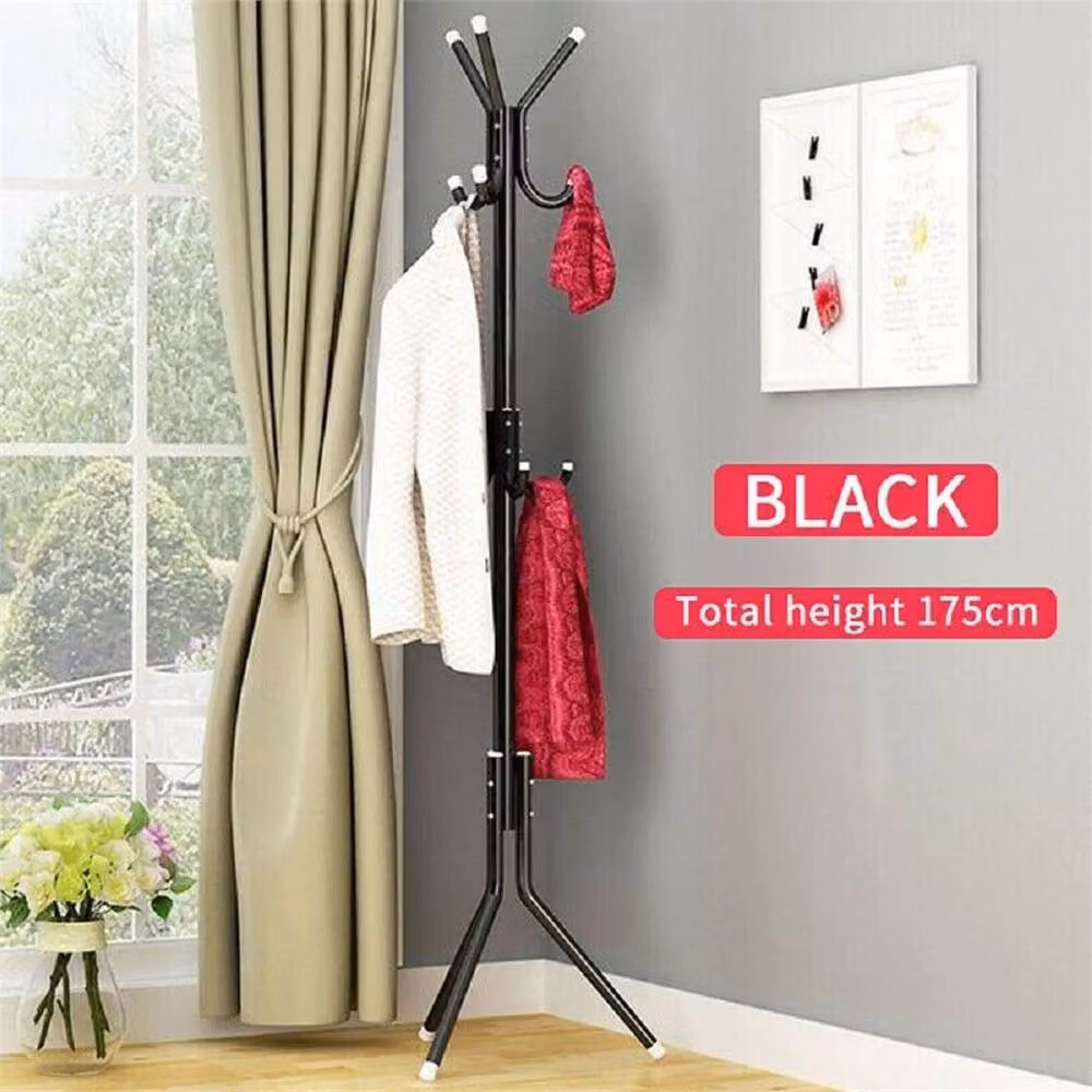 Nordara Black 14-Hook Floor Standing Coat Rack in Matt Black, Height: 90 cm – 2