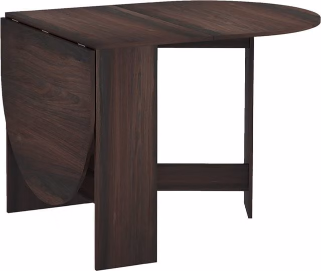 HOMCOM Folding Drop Leaf Dining Table with Oval Top in Brown Wood Effect – 1